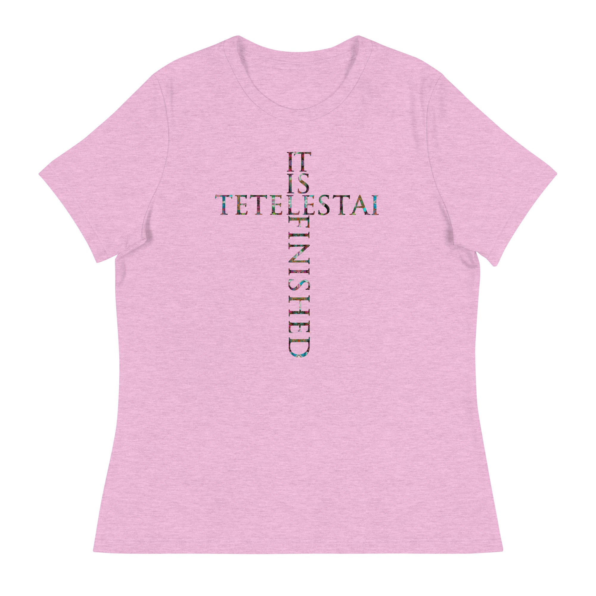 Tetelestai - It is Finished  ~ Butterfly Word Art Women's Graphic T-shirt, Short Sleeve Religious Spiritual Top