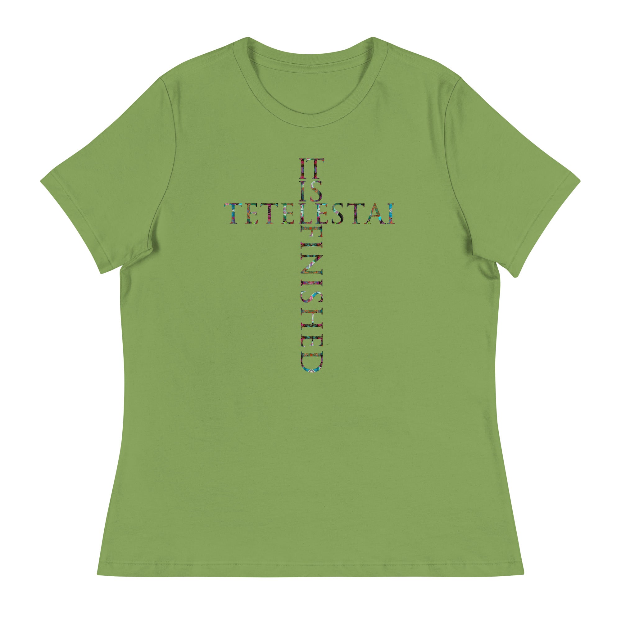 Tetelestai - It is Finished  ~ Butterfly Word Art Women's Graphic T-shirt, Short Sleeve Religious Spiritual Top