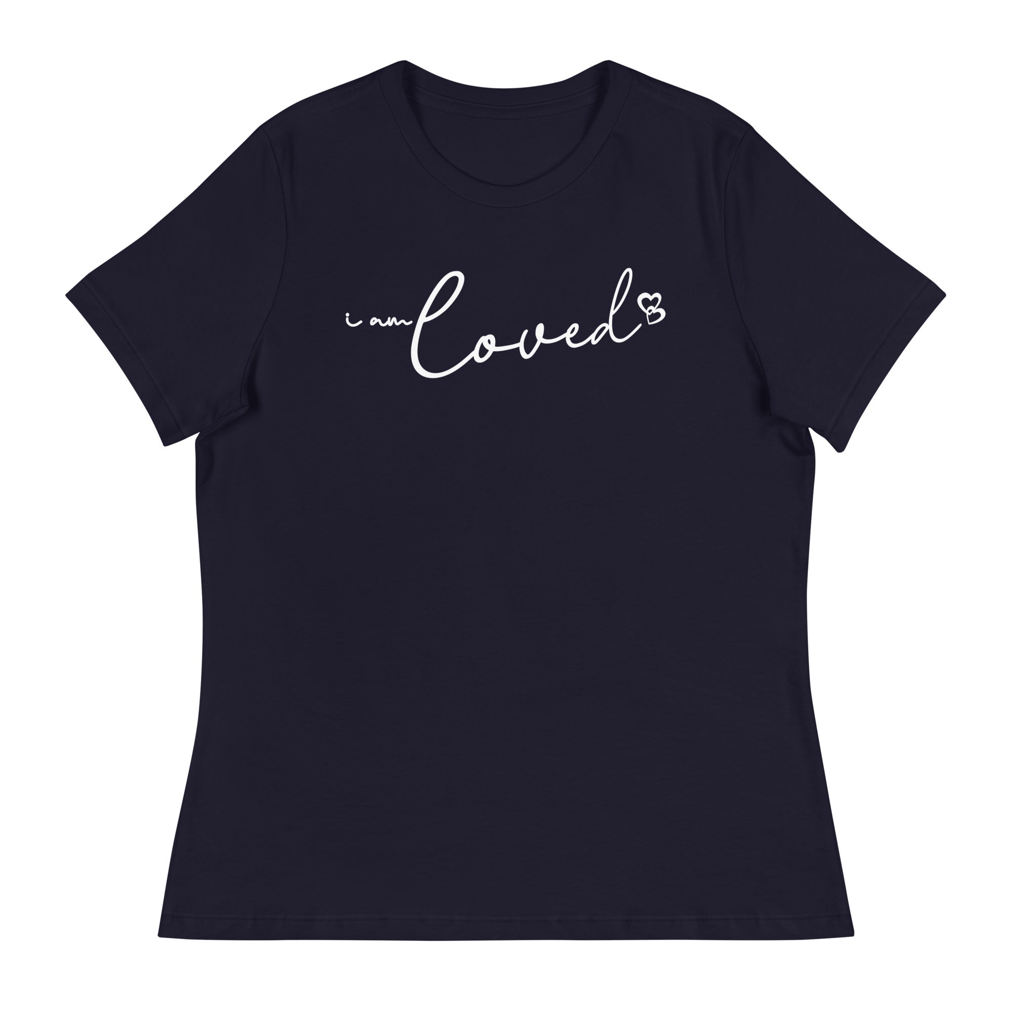 I am Loved ~ Women's Graphic T-Shirt, Butterfly Word Art Short Sleeve Top