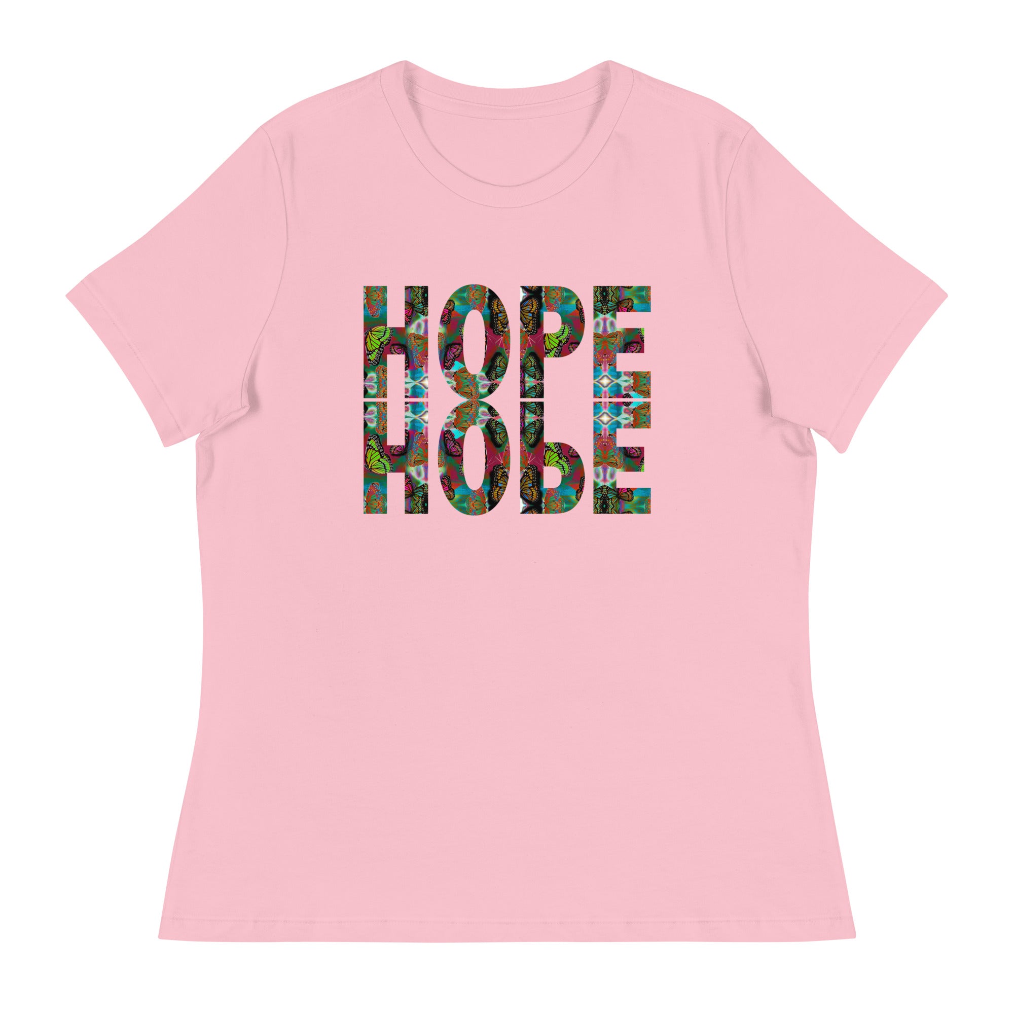 HOPE ~ Women's Graphic T-Shirt, Butterfly Word Art Short Sleeve Top