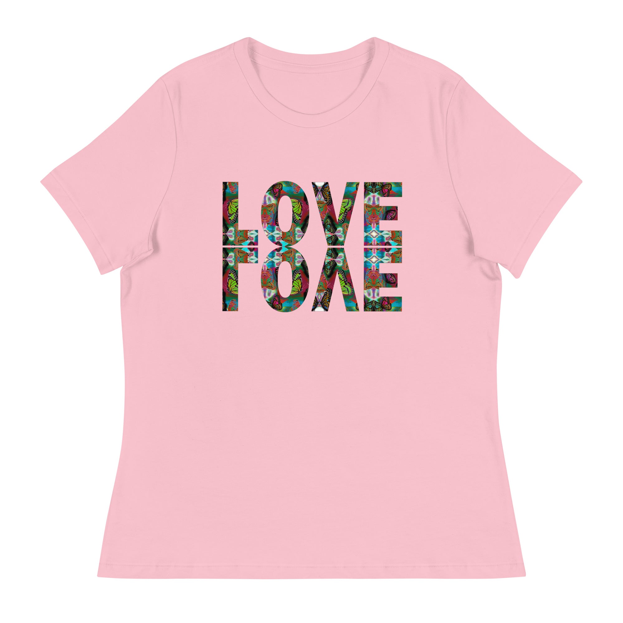 LOVE x 2 ~ Women's Graphic T-Shirt, Butterfly Word Art Short Sleeve Top