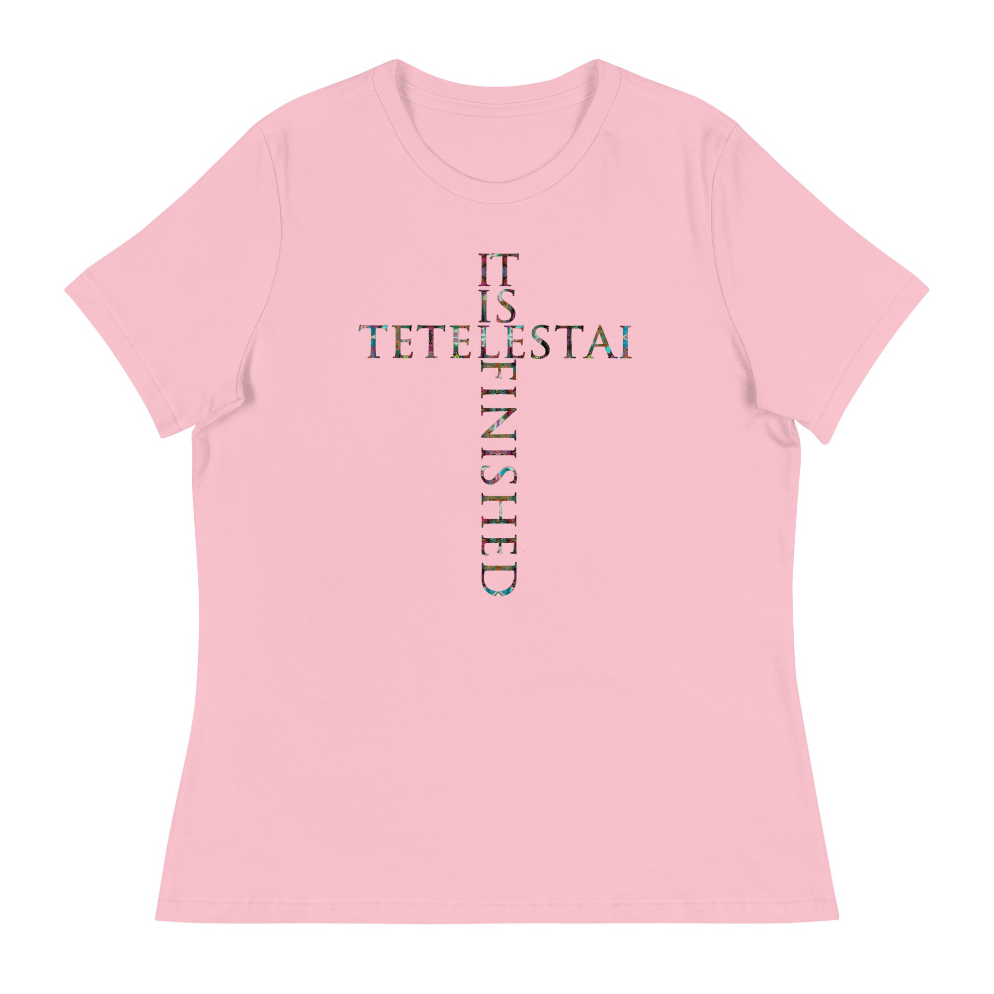 Tetelestai - It is Finished  ~ Butterfly Word Art Women's Graphic T-shirt, Short Sleeve Religious Spiritual Top
