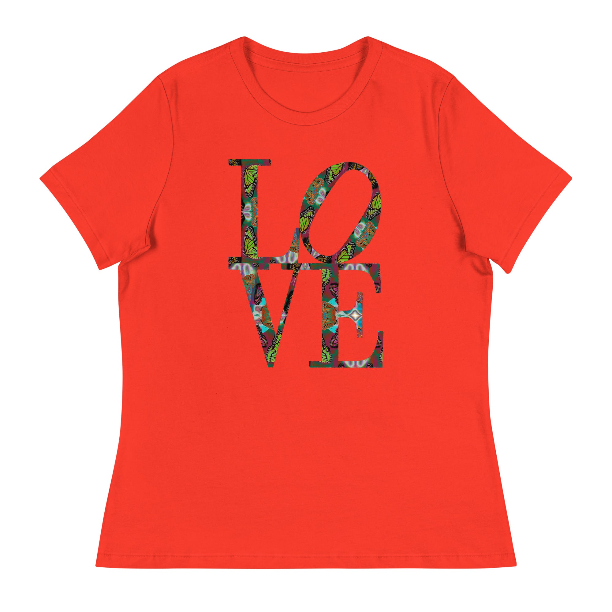LOVE (Phily Style) ~ Women's Butterfly Word Art Graphic T-Shirt, Short Sleeve Top