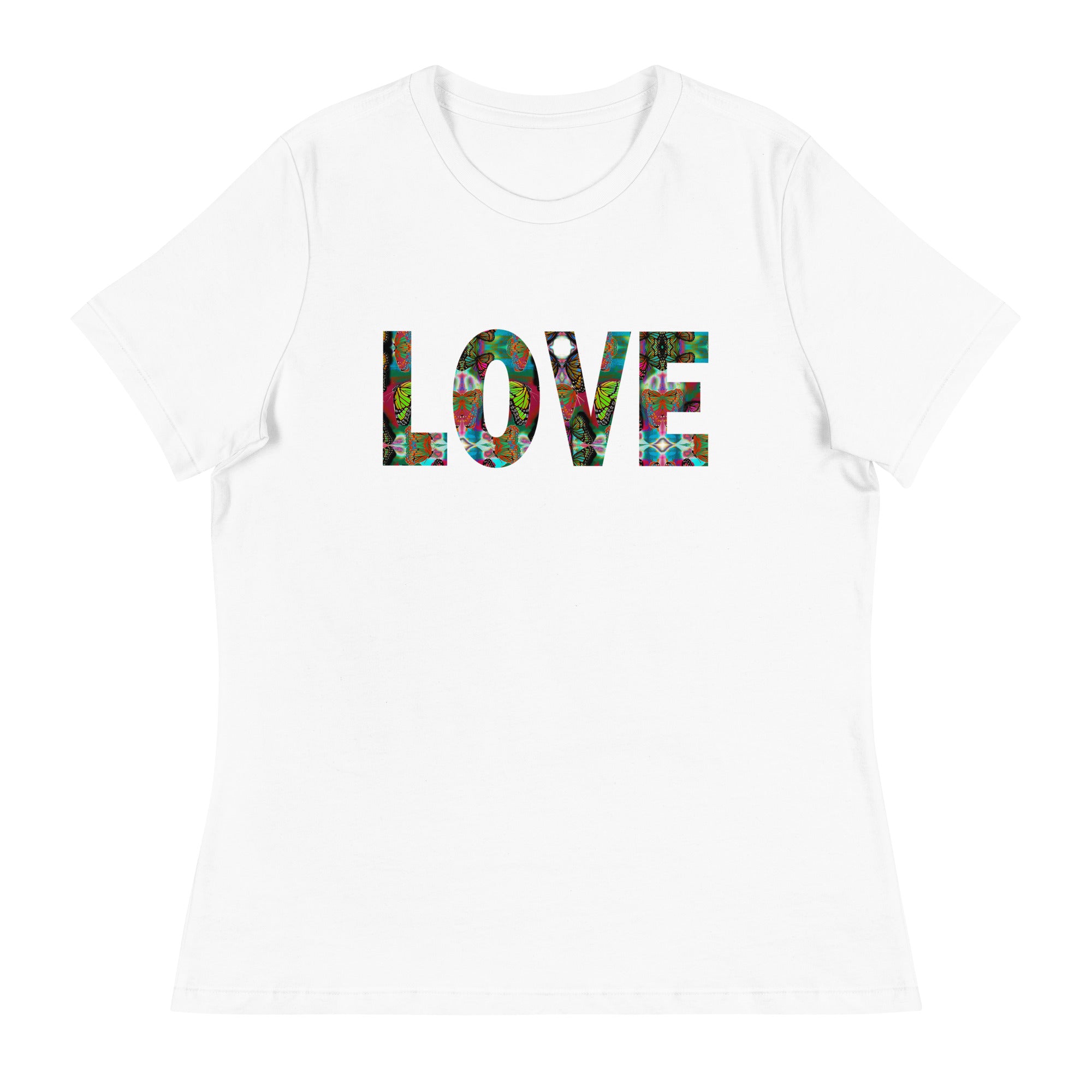 LOVE ~ Women's Butterfly Word Art Graphic T-Shirt,  Short Sleeve Top